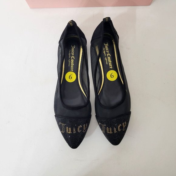 Juicy Couture Black Penny Logo Spell Out Flats NIB - Picture 3 of 8